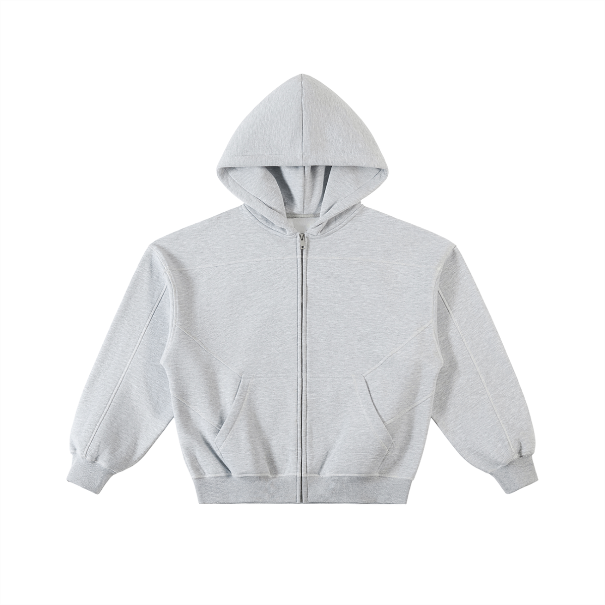 Stitched Boxy Fleece Zip Hoodie